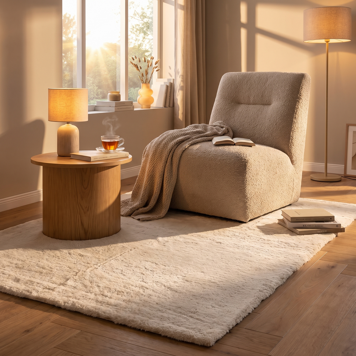 Tapis Deauville Ivoire - salon vue large