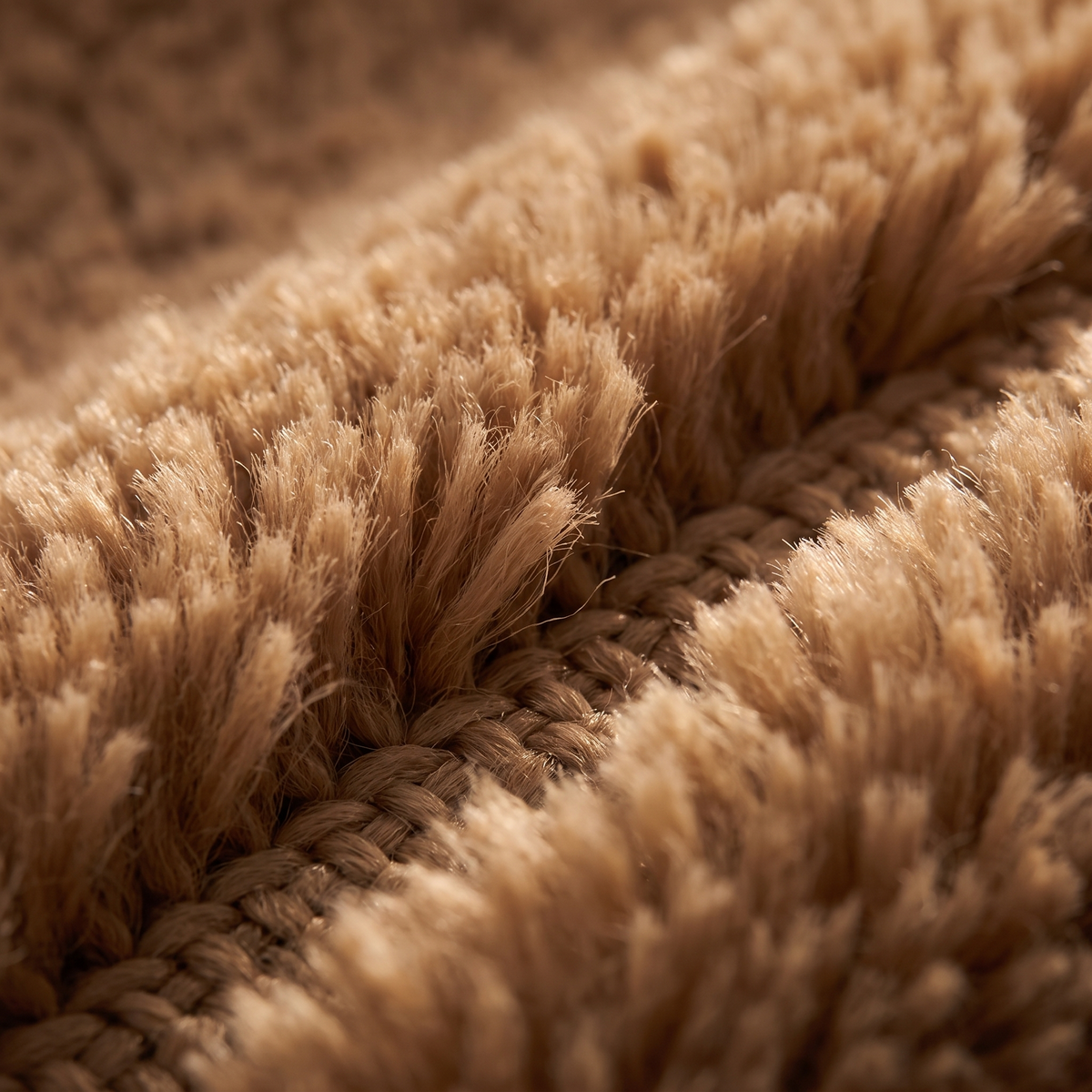 Zoom qualité du tissage du tapis Deauville Camel