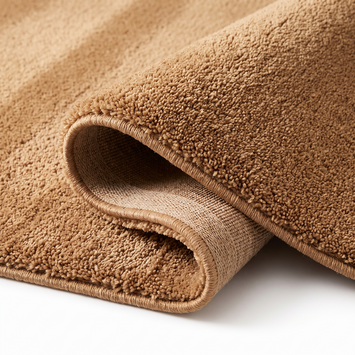 Angle et pli du tapis Deauville Camel - détail du tissage