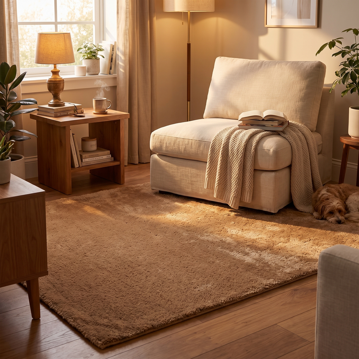 Tapis Deauville Camel - salon vue large