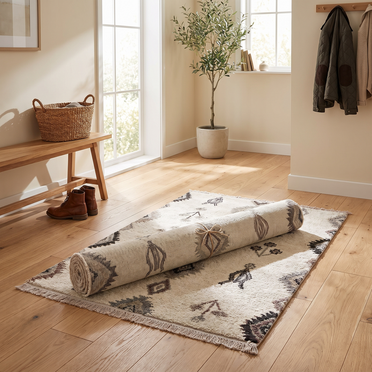 Tapis Barfleur roulé en situation dans une entrée