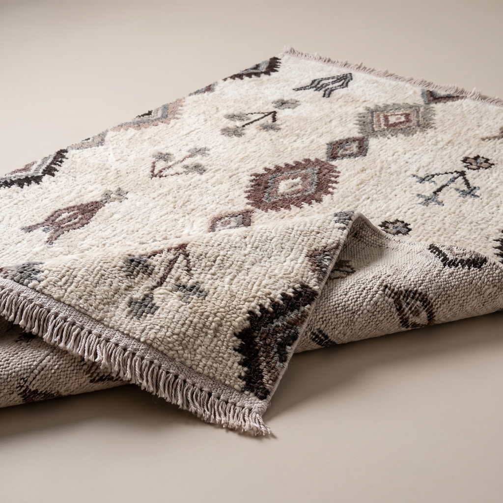 Angle et pli du tapis Barfleur - détail du tissage