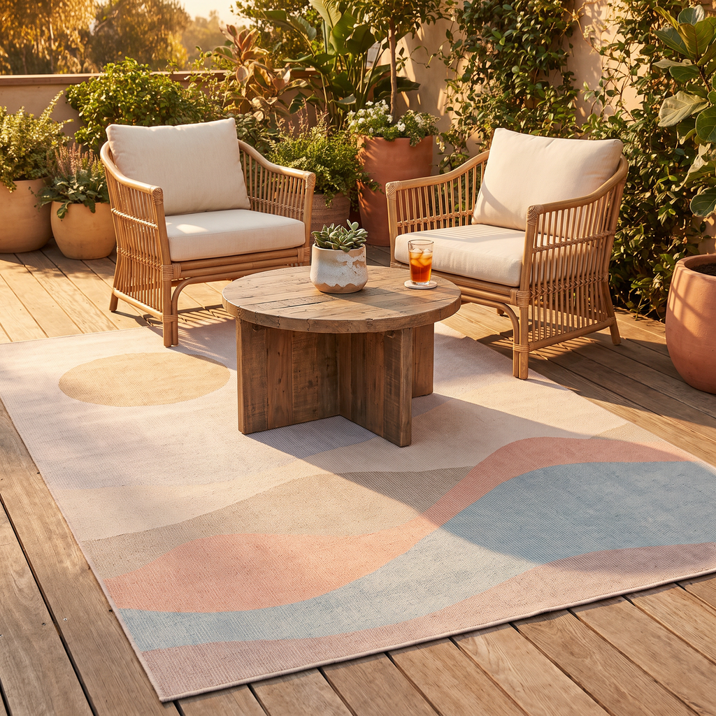 Tapis Hossegor Multico sur une terrasse extérieure