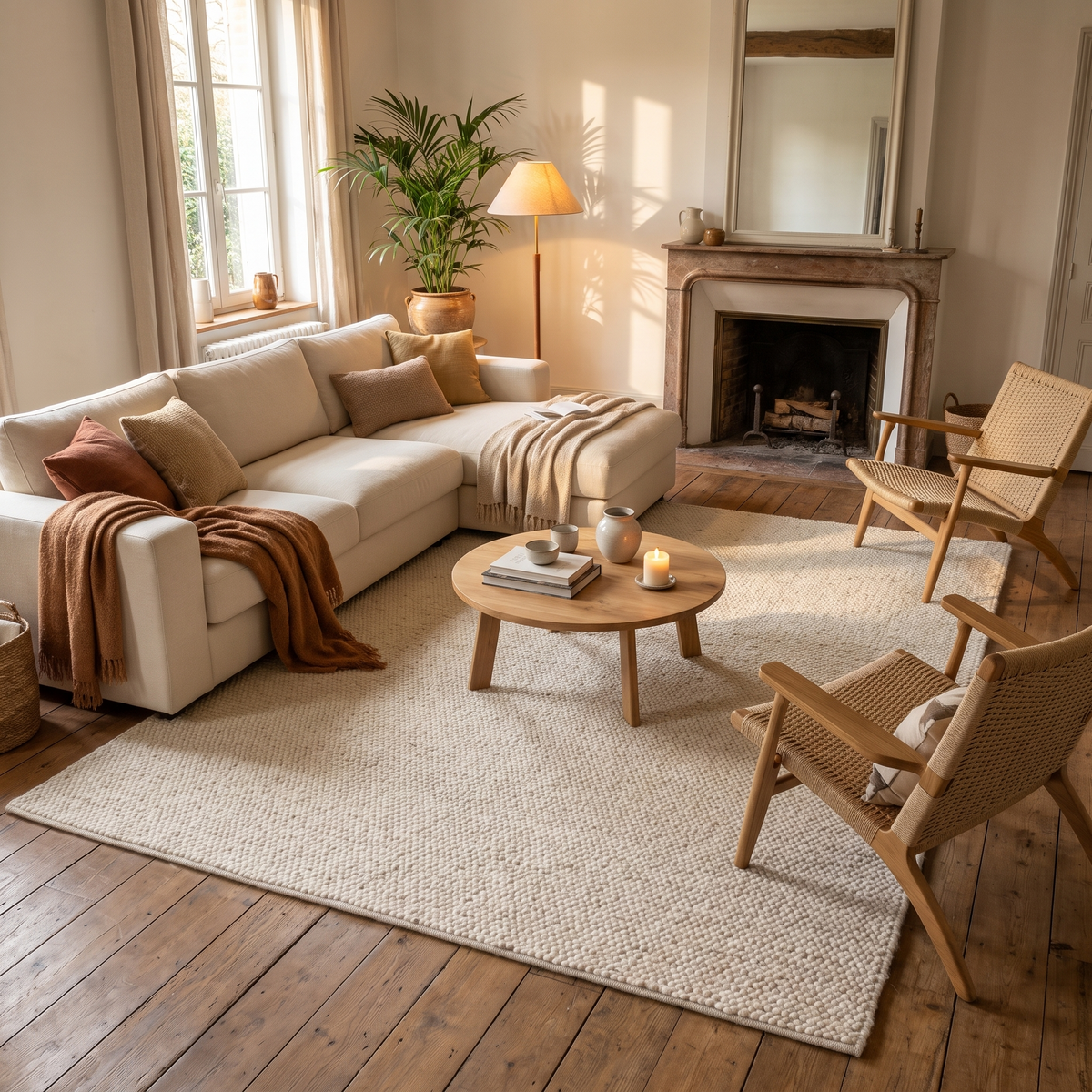 Tapis Arradon Naturel - salon vue large