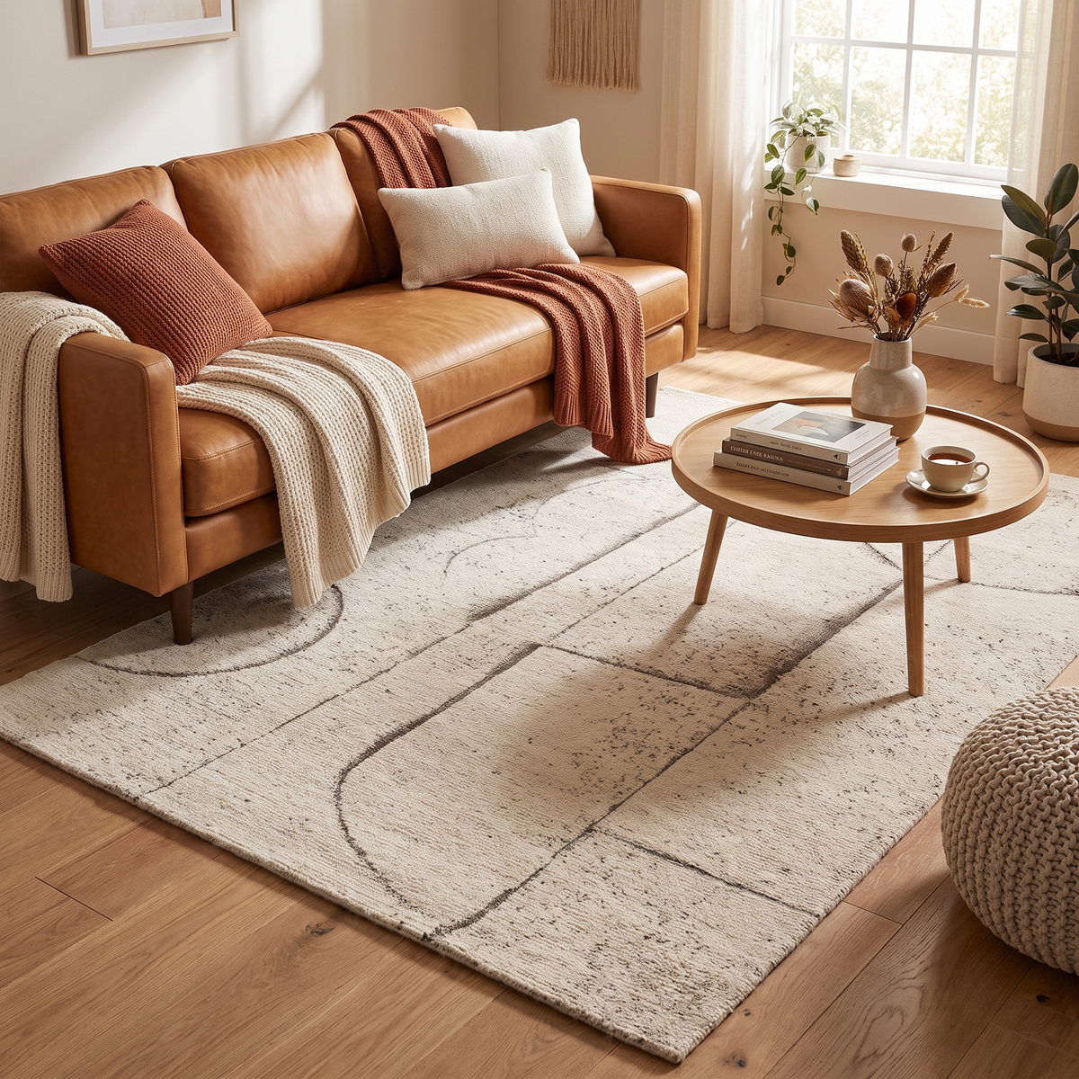 Tapis Amboise Naturel dans un salon moderne