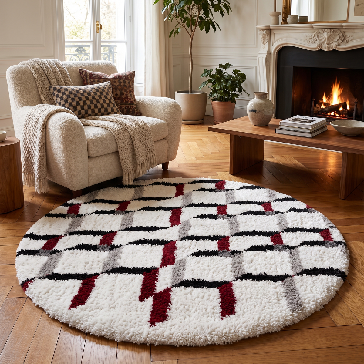 Tapis Chinon Neige - salon vue large