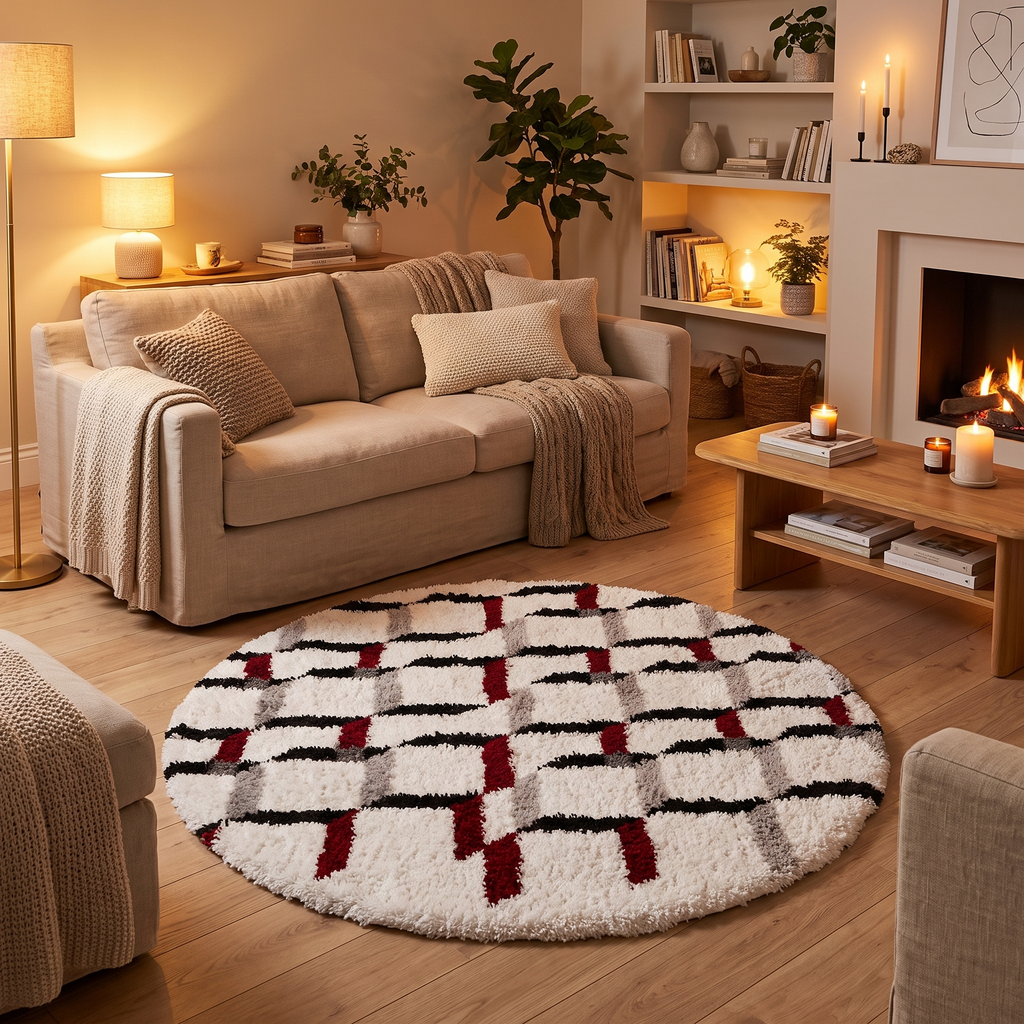 Tapis Chinon Neige dans un salon moderne