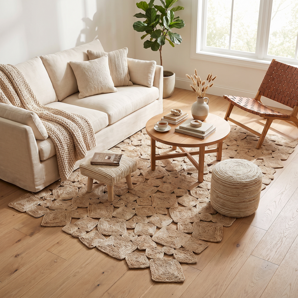 Tapis Cluny Naturel - salon vue large