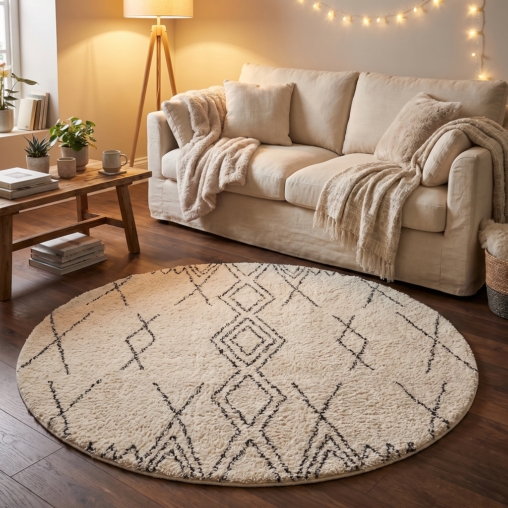 Tapis Vézelay Ivoire/charbon dans un salon moderne