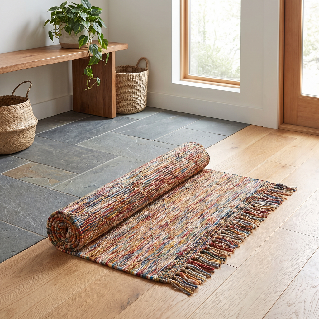 Tapis Riquewihr Multico roulé en situation dans une entrée