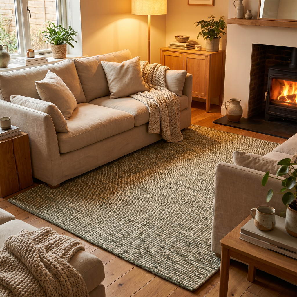 Tapis Colmar Thym dans un salon moderne