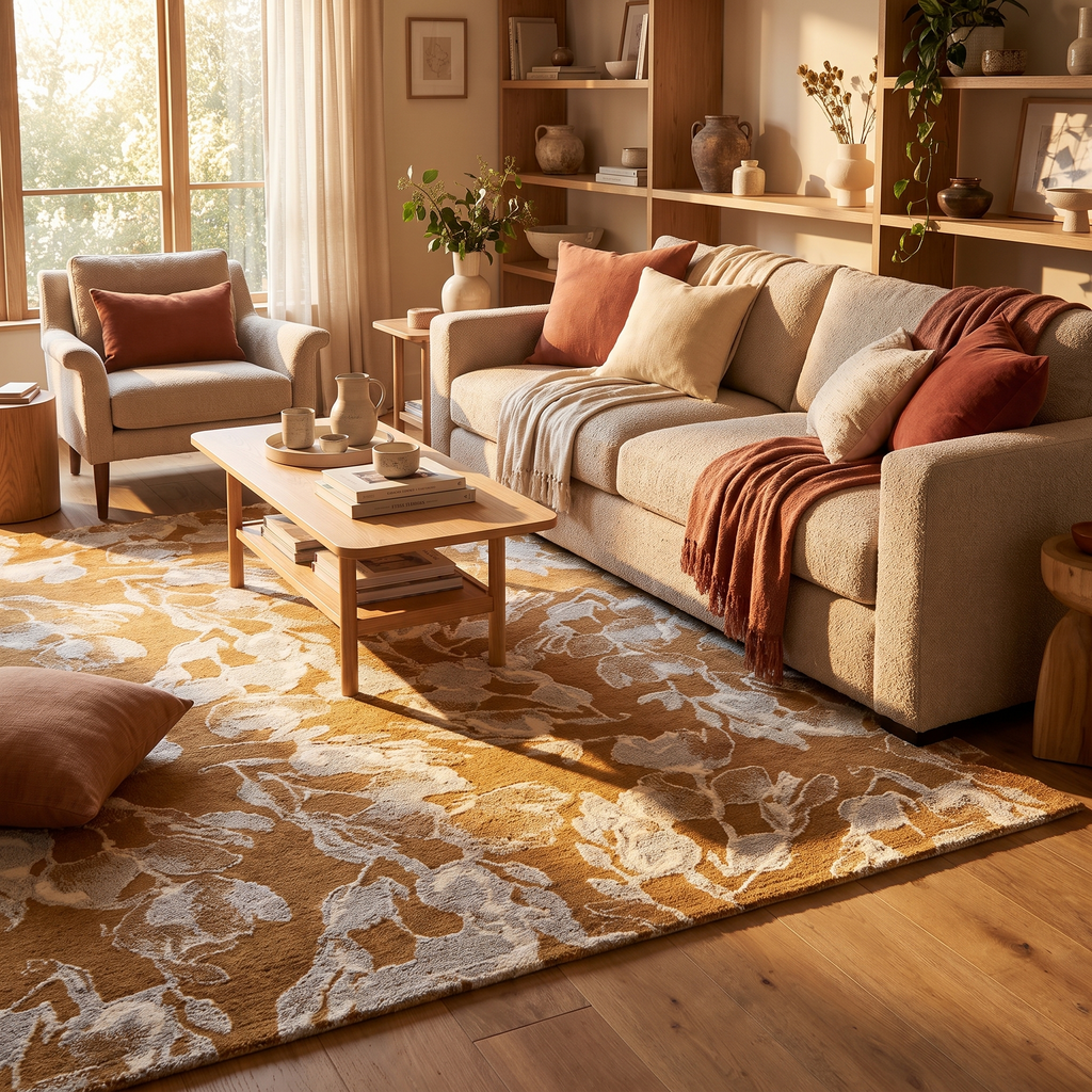 Tapis Kaysersberg Mimosa dans un salon chaleureux