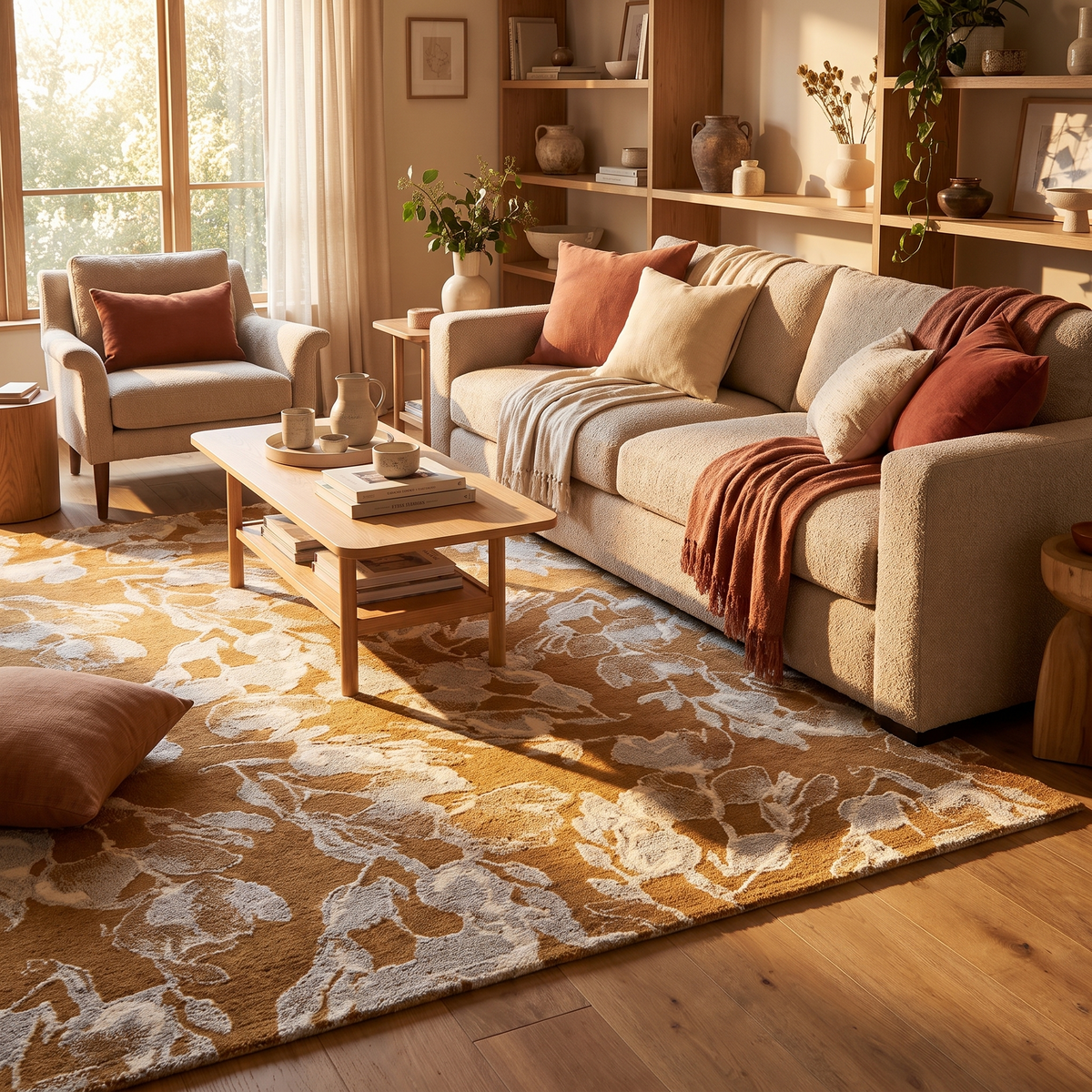 Tapis Kaysersberg Mimosa dans un salon chaleureux