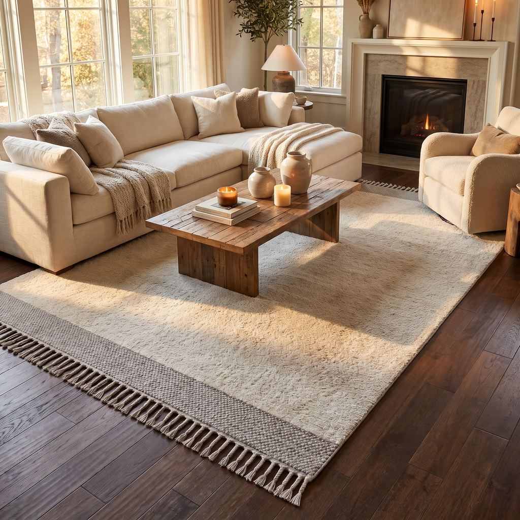 Tapis Arbois Ivoire/beige - salon vue large
