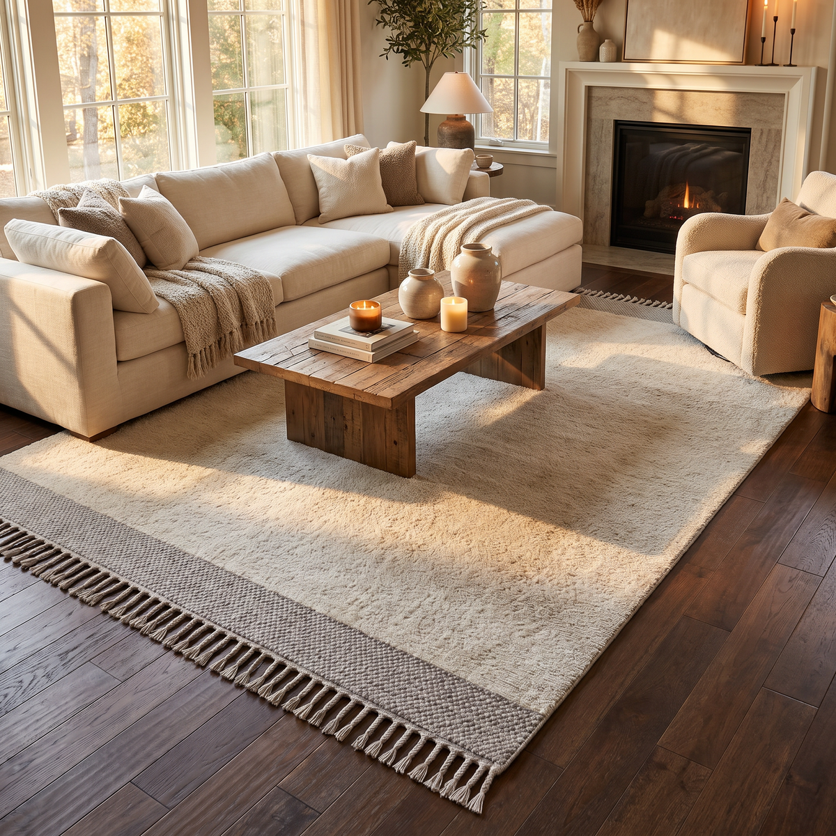 Tapis Arbois Ivoire/beige - salon vue large