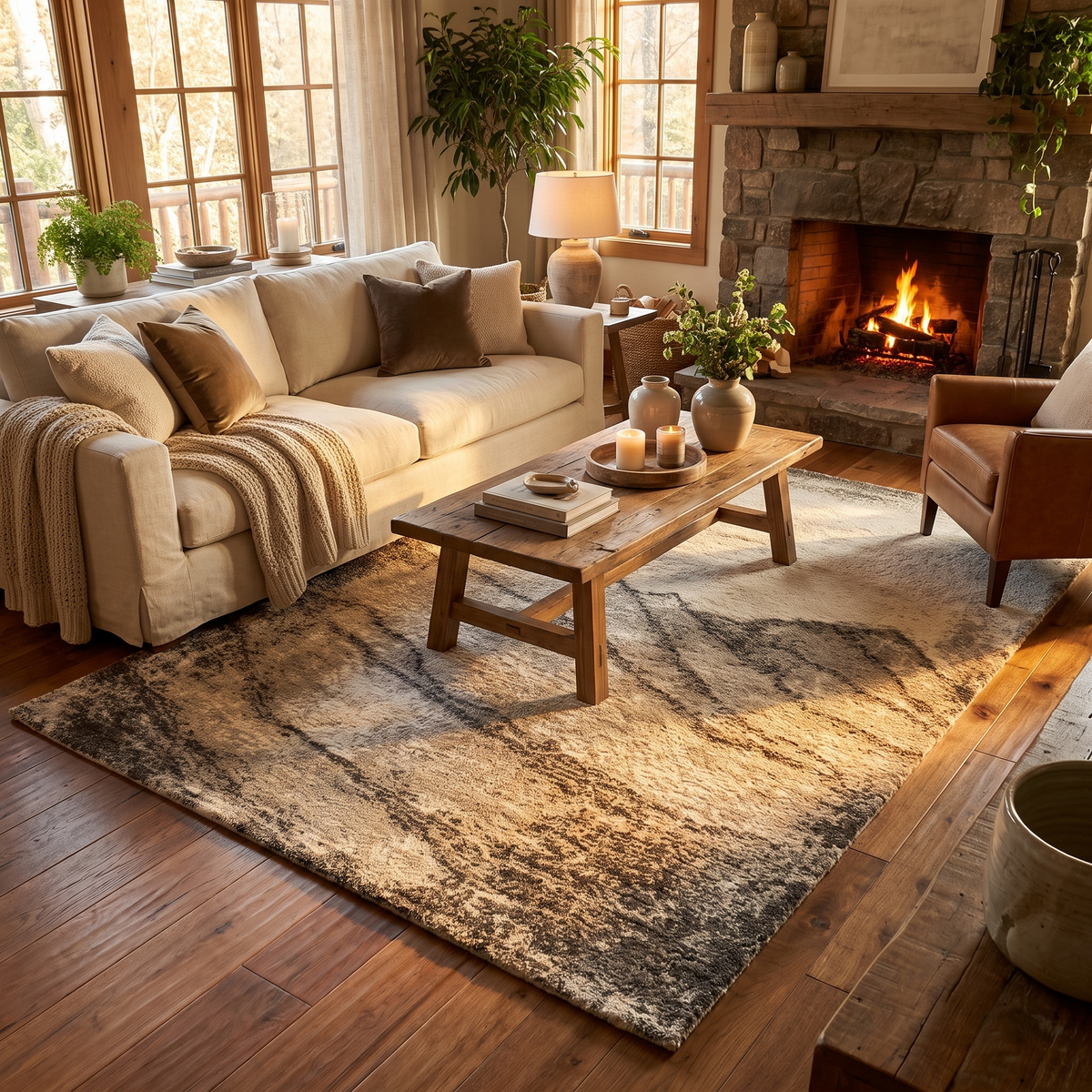 Tapis Barbizon Naturel - salon vue large