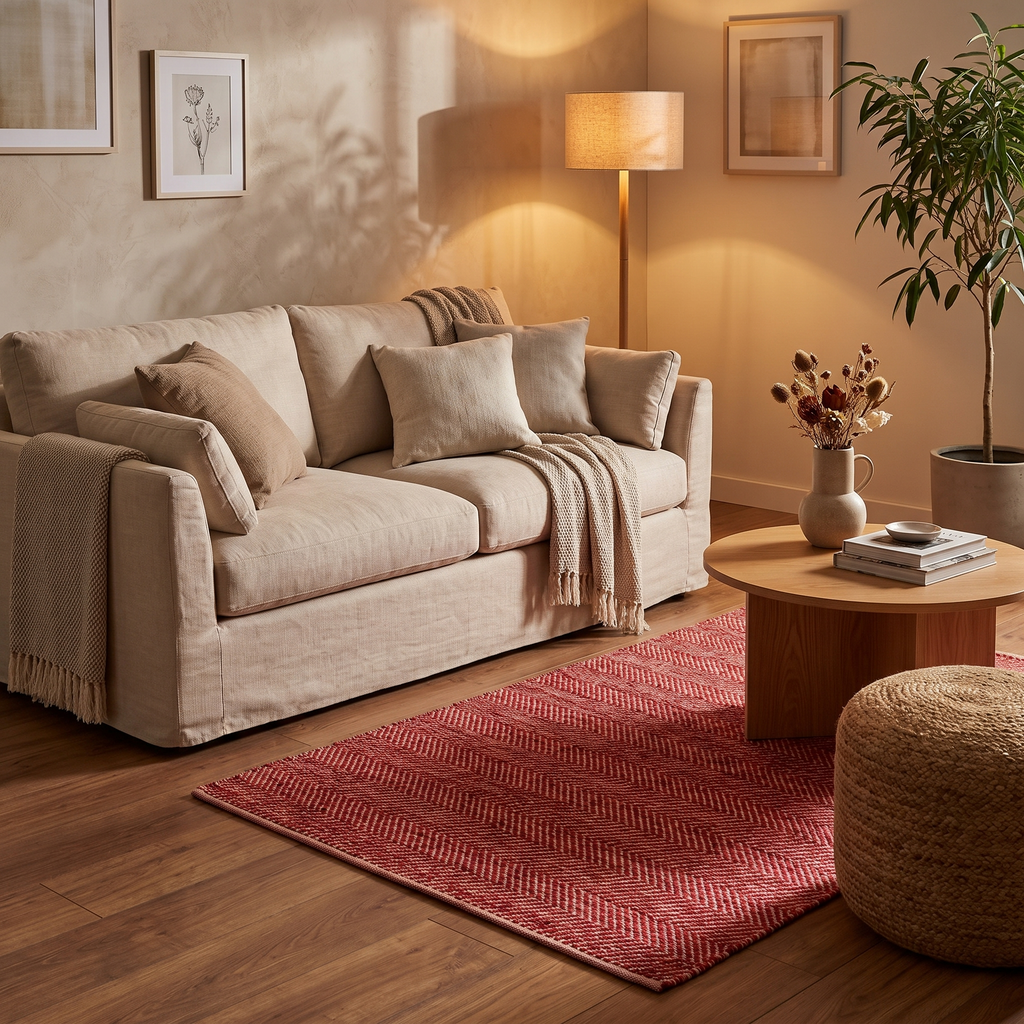 Tapis Mougins Rouge dans un salon moderne