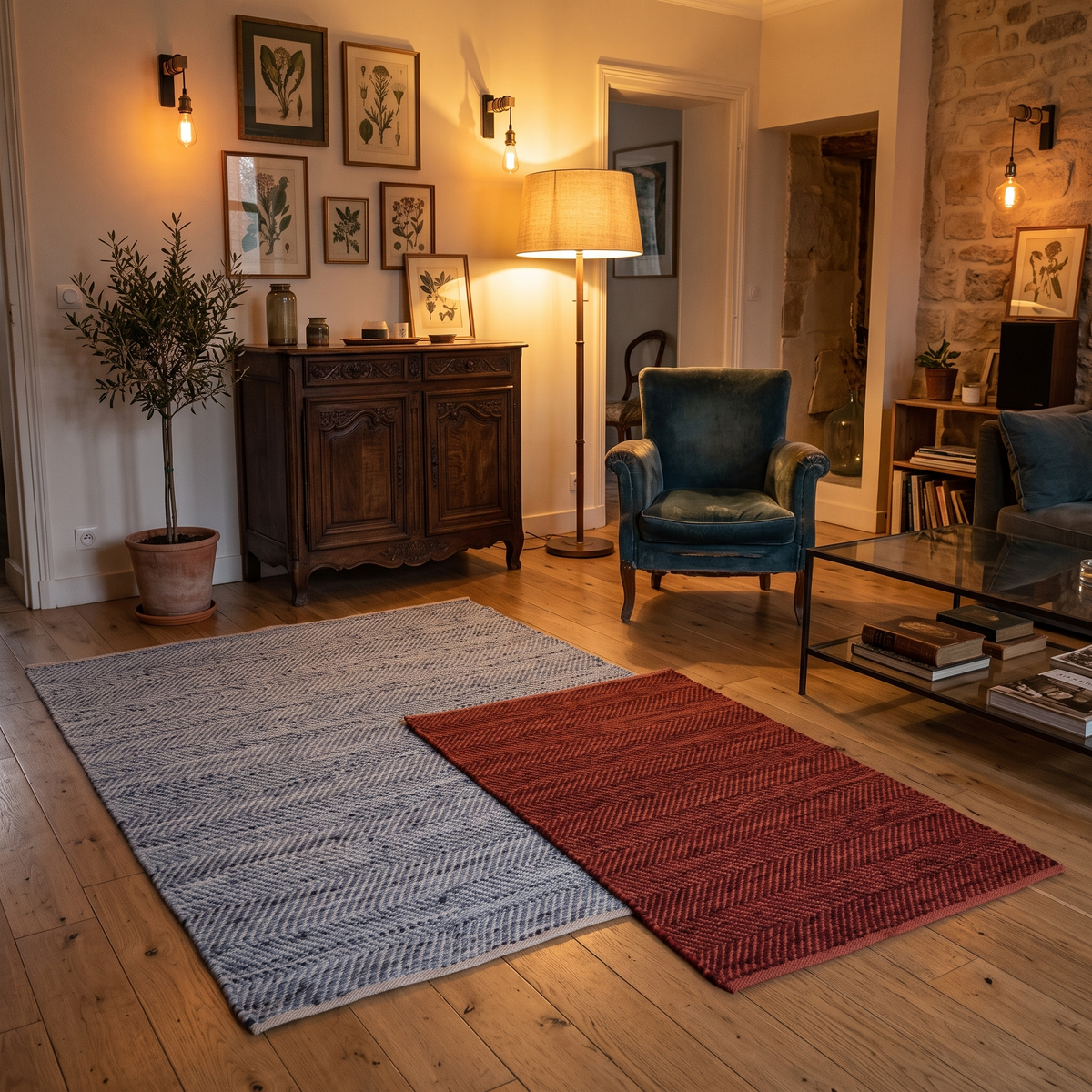 Tapis Mougins Rouge - salon vue large