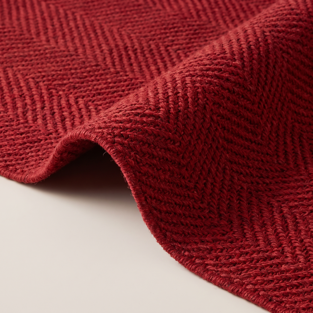 Angle et pli du tapis Mougins Rouge - détail du tissage