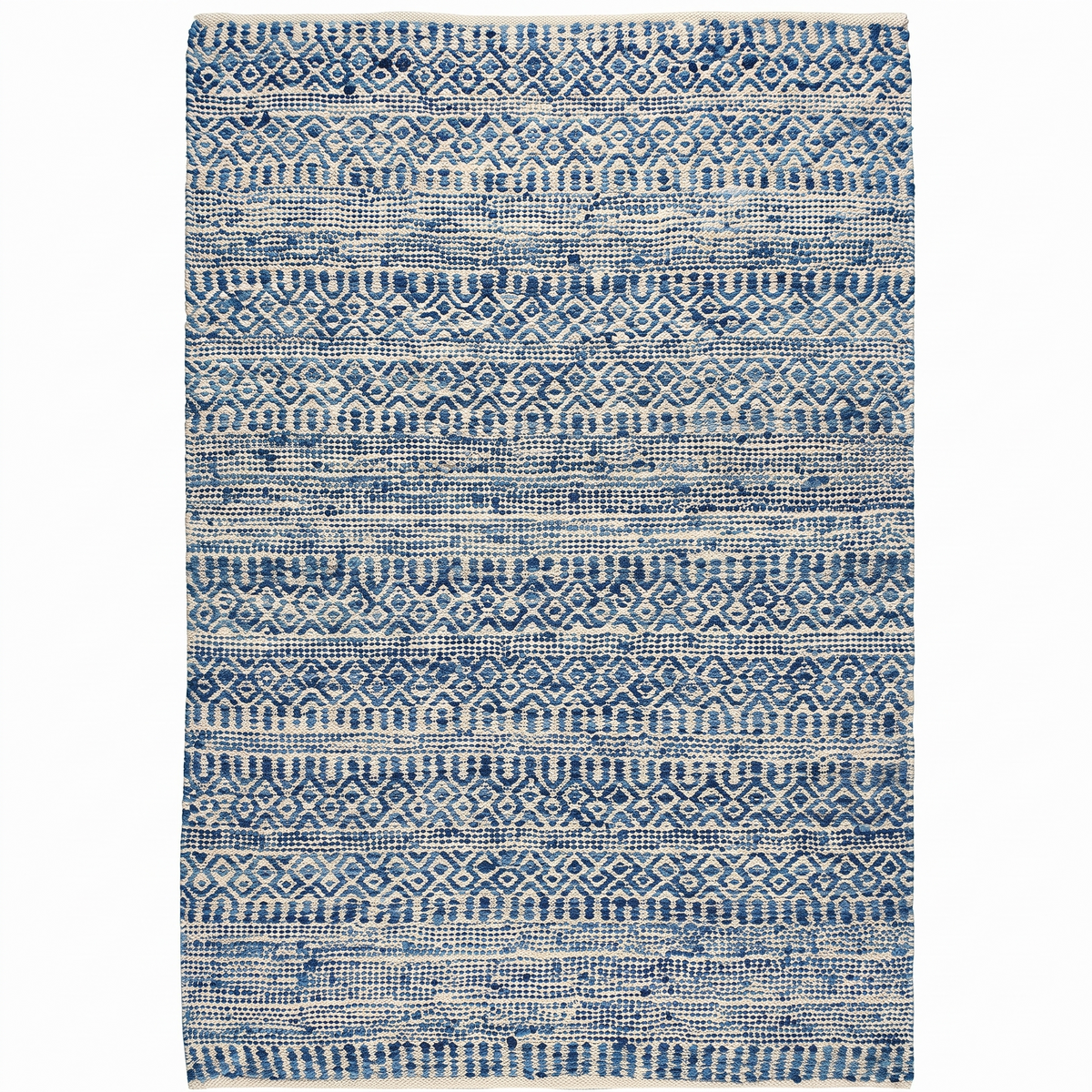 Tapis Lorgues Ivoire/bleu - vue produit fond blanc