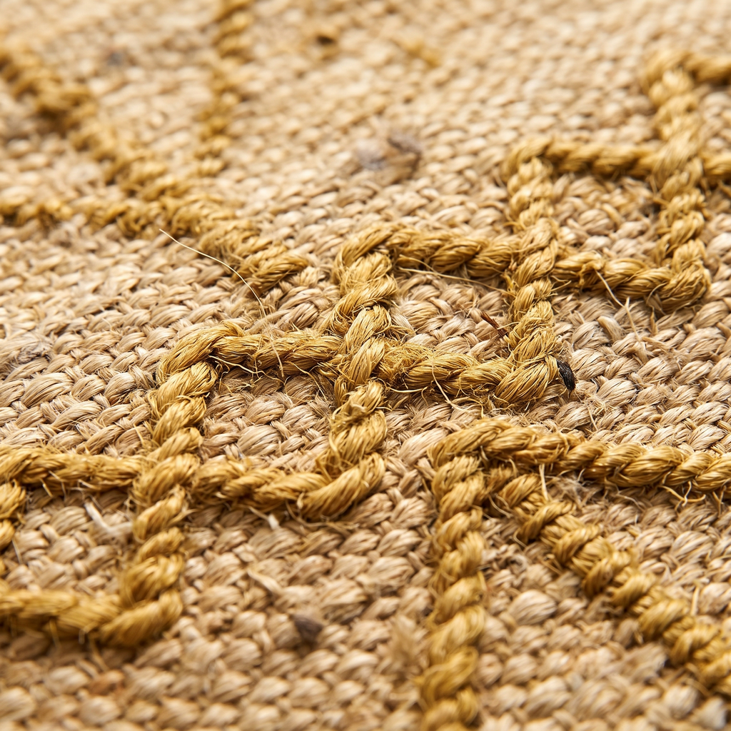 Zoom qualité du tissage du tapis Fayence Or