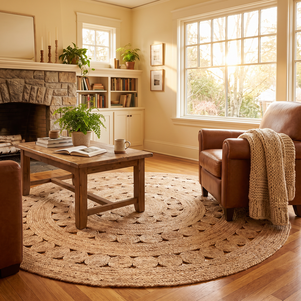 Tapis Minerve Naturel - salon vue large