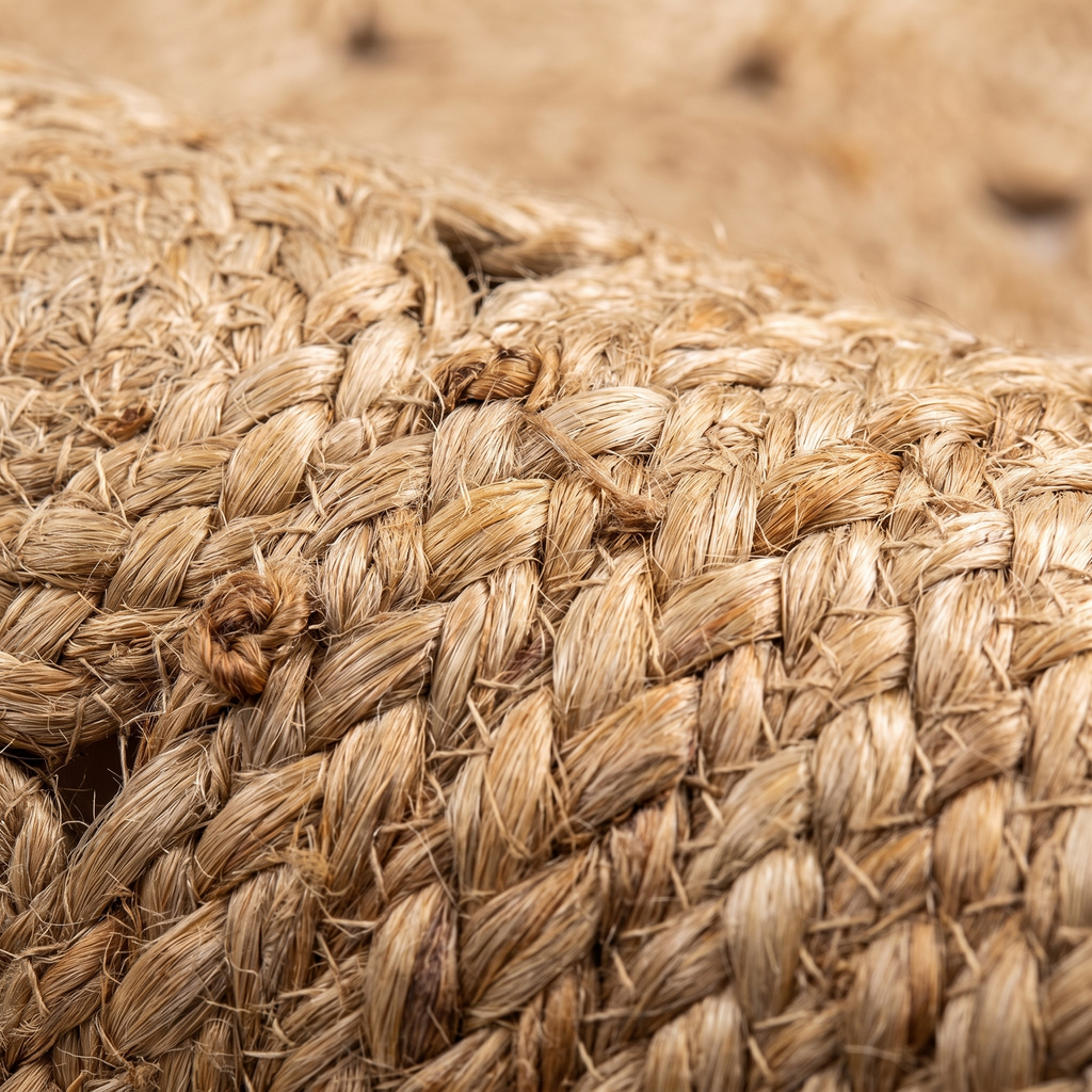 Zoom qualité du tissage du tapis Minerve Naturel