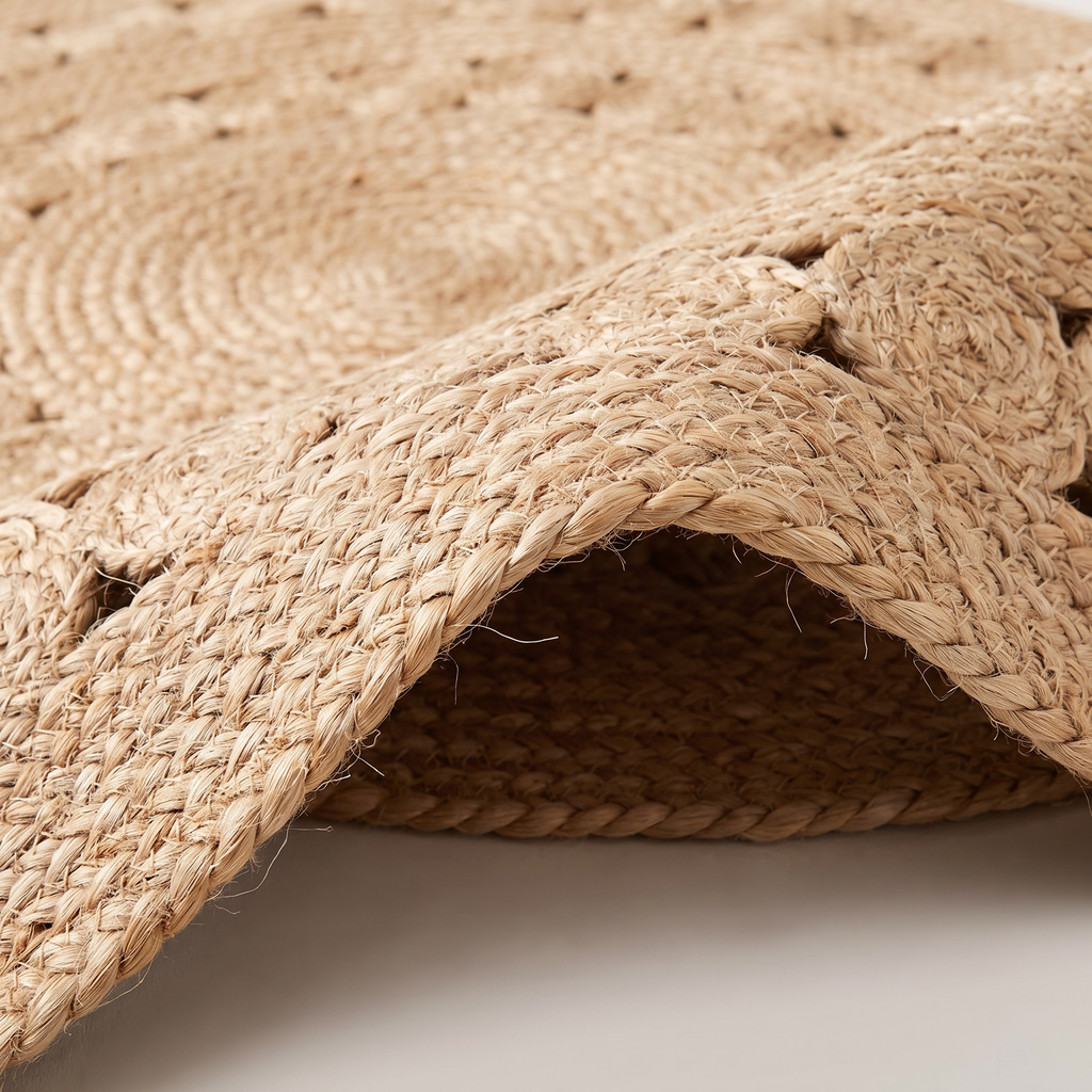 Angle et pli du tapis Minerve Naturel - détail du tissage