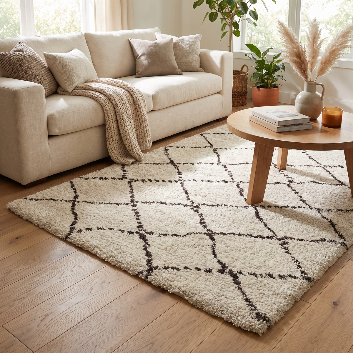 Tapis Pérouges Beige salon ambiance 2