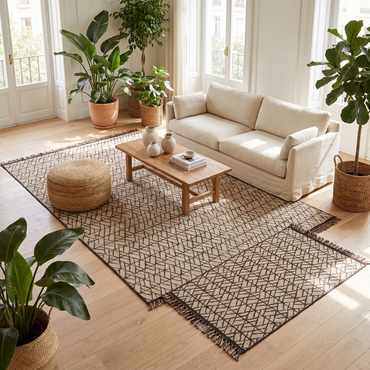 Tapis Collonges Naturel salon angle