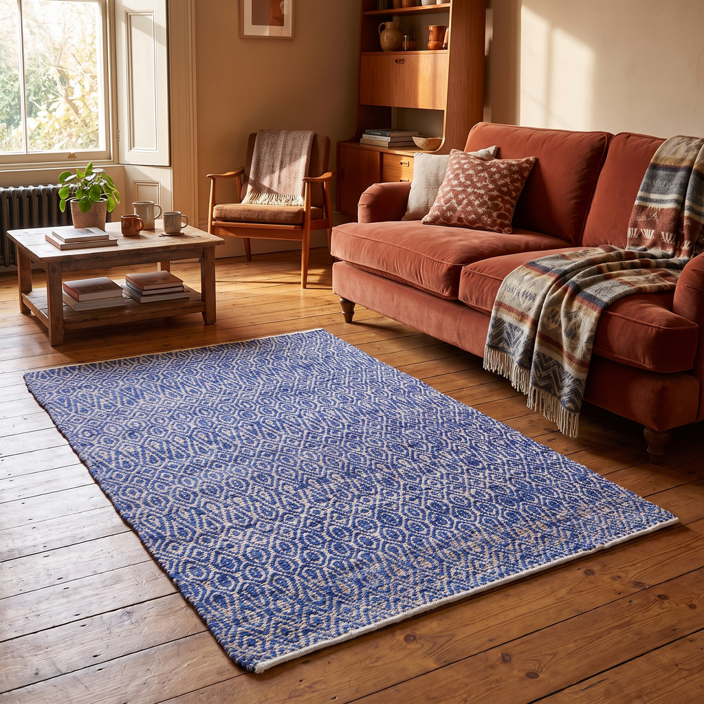 Tapis Lacoste Indigo salon ambiance 1