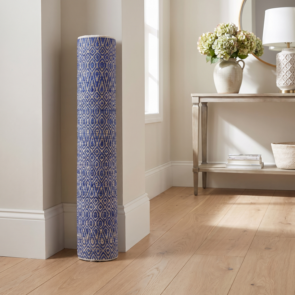Tapis Lacoste Indigo roulé en entrée