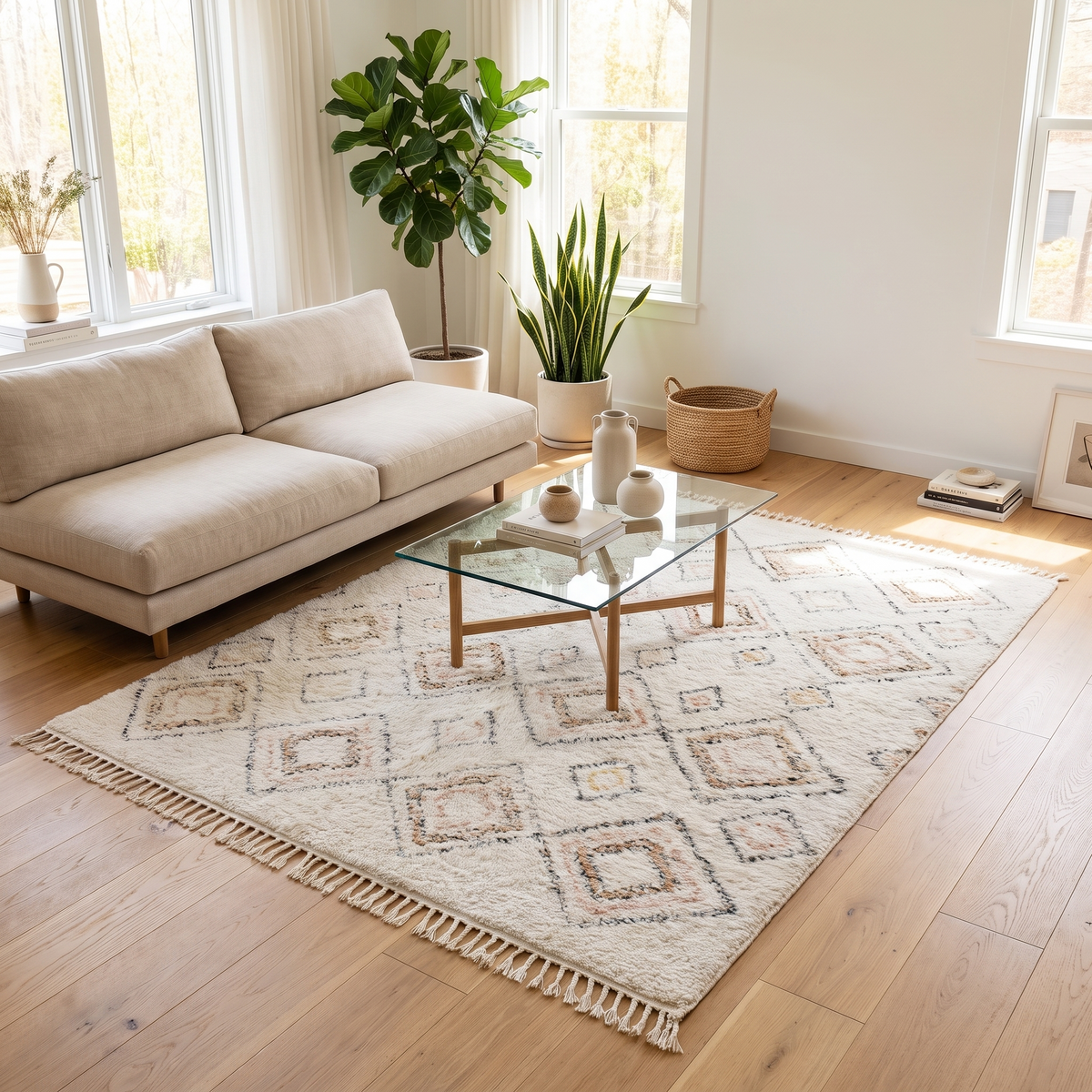 Tapis Najac Ivoire/Multi salon angle
