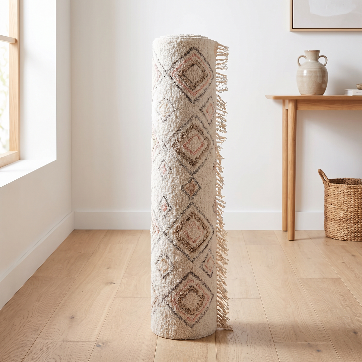 Tapis Najac Ivoire/Multi roulé entrée