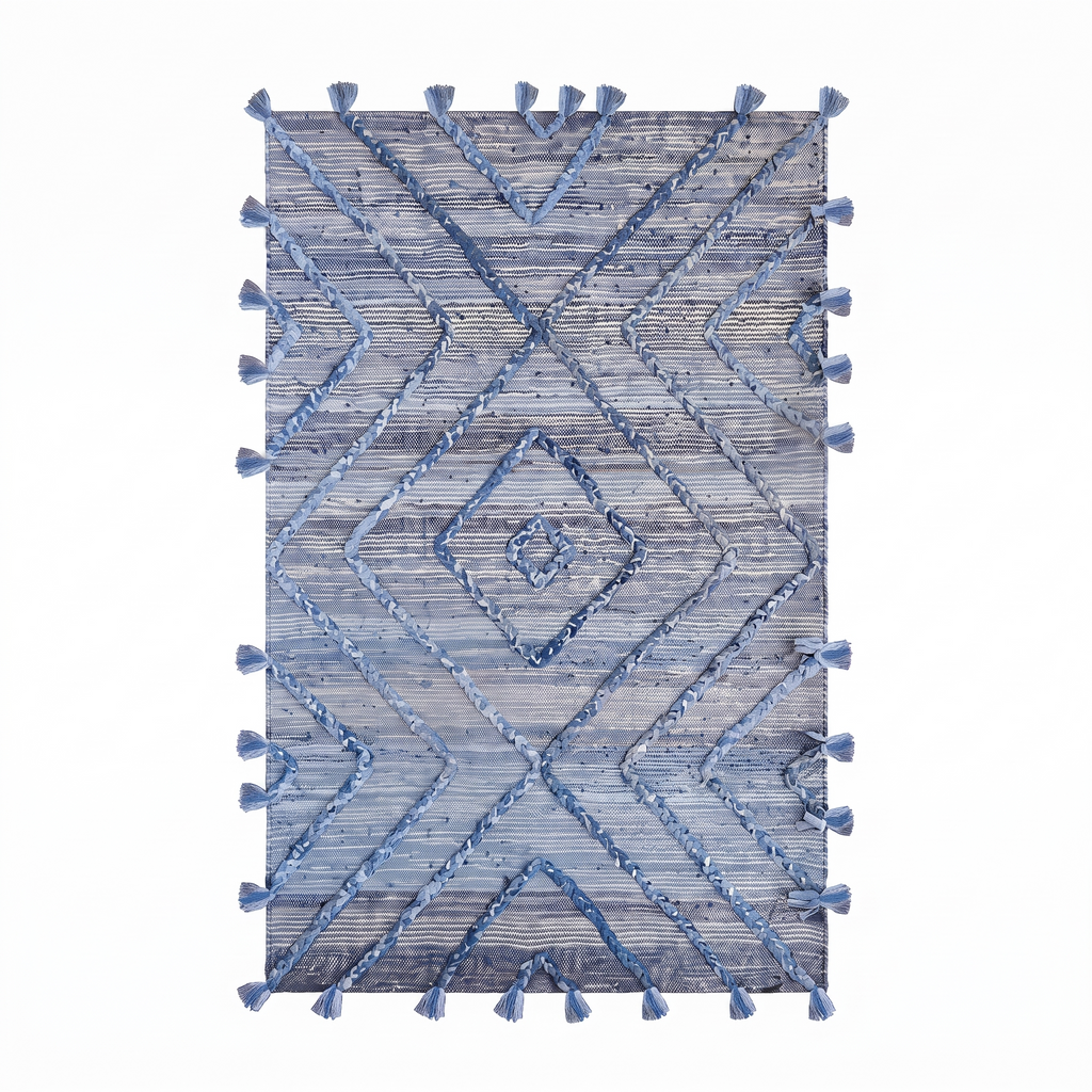 Tapis Sancerre Bleu/ivoire - vue produit fond blanc