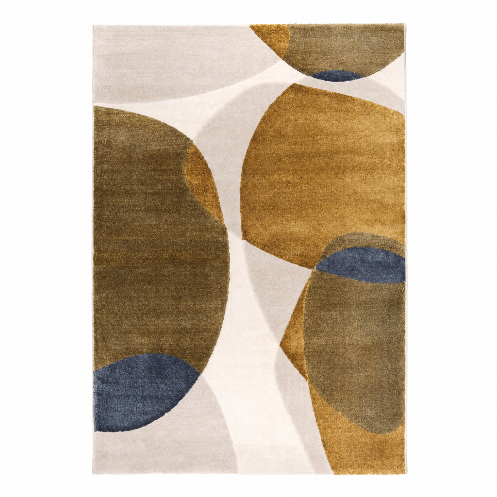 Tapis salon Ossau thym en polyester, vue de dessus sur fond blanc