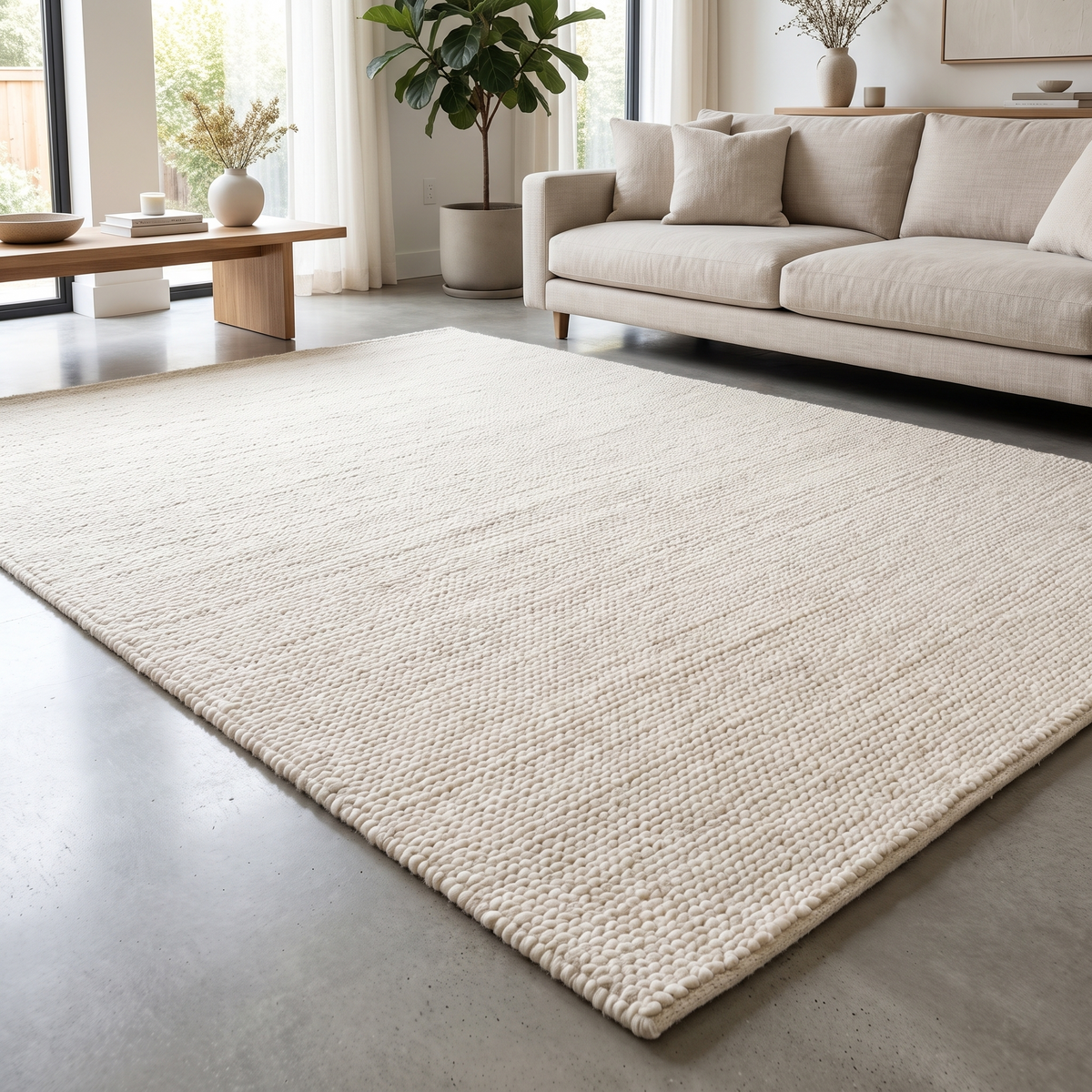 Tapis Colmar Neige dans un salon moderne