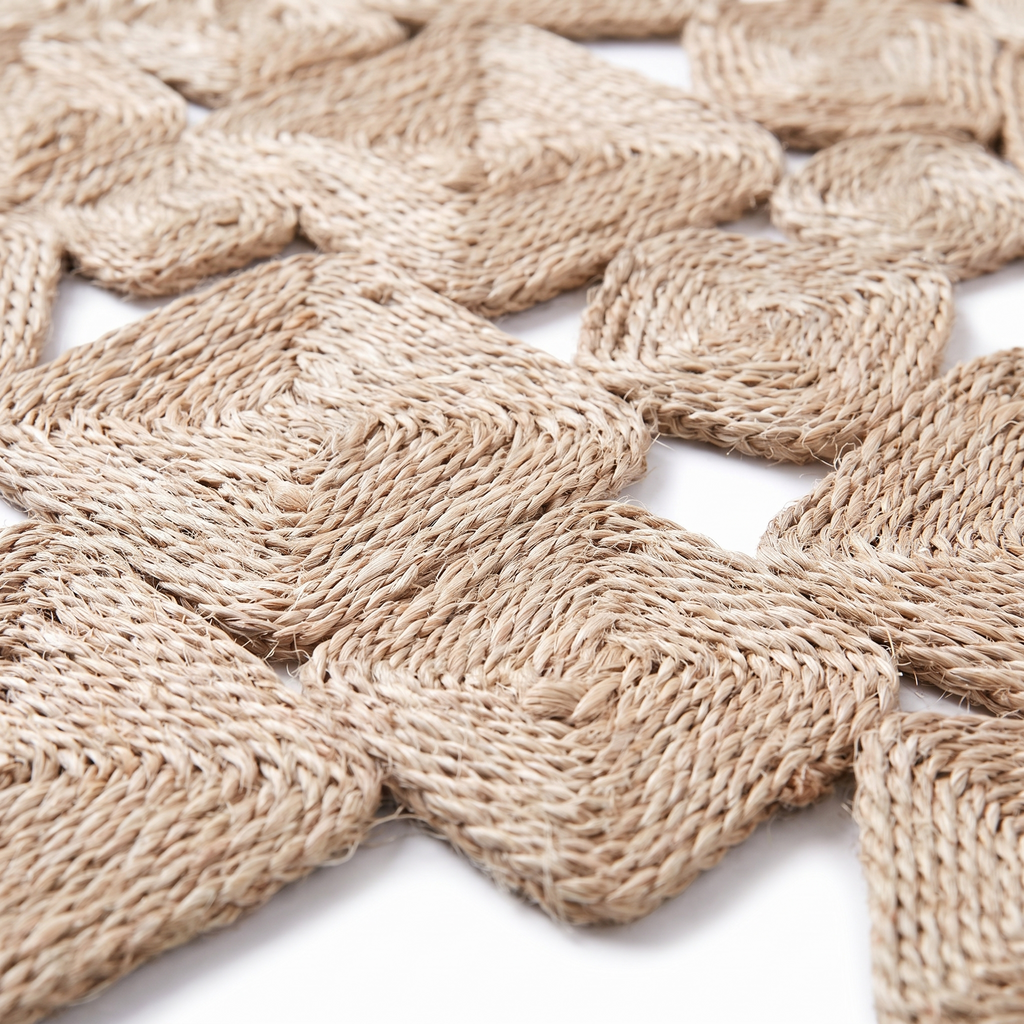 Zoom qualité du tissage du tapis Cluny Naturel