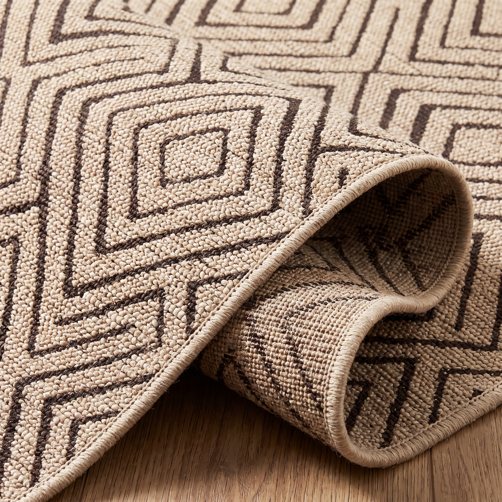 Angle et pli du tapis Ménerbes Naturel - détail du tissage