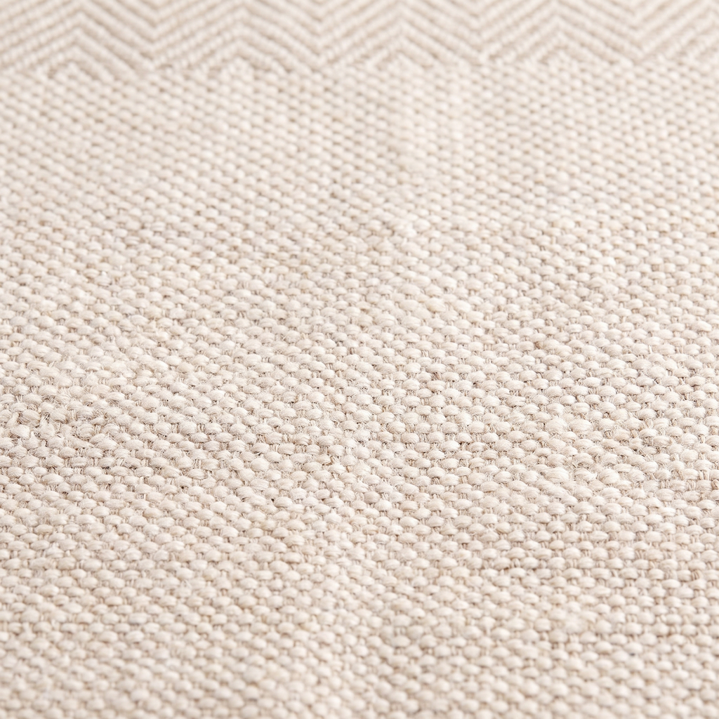 Zoom qualité du tissage du tapis Arbois Ivoire/beige