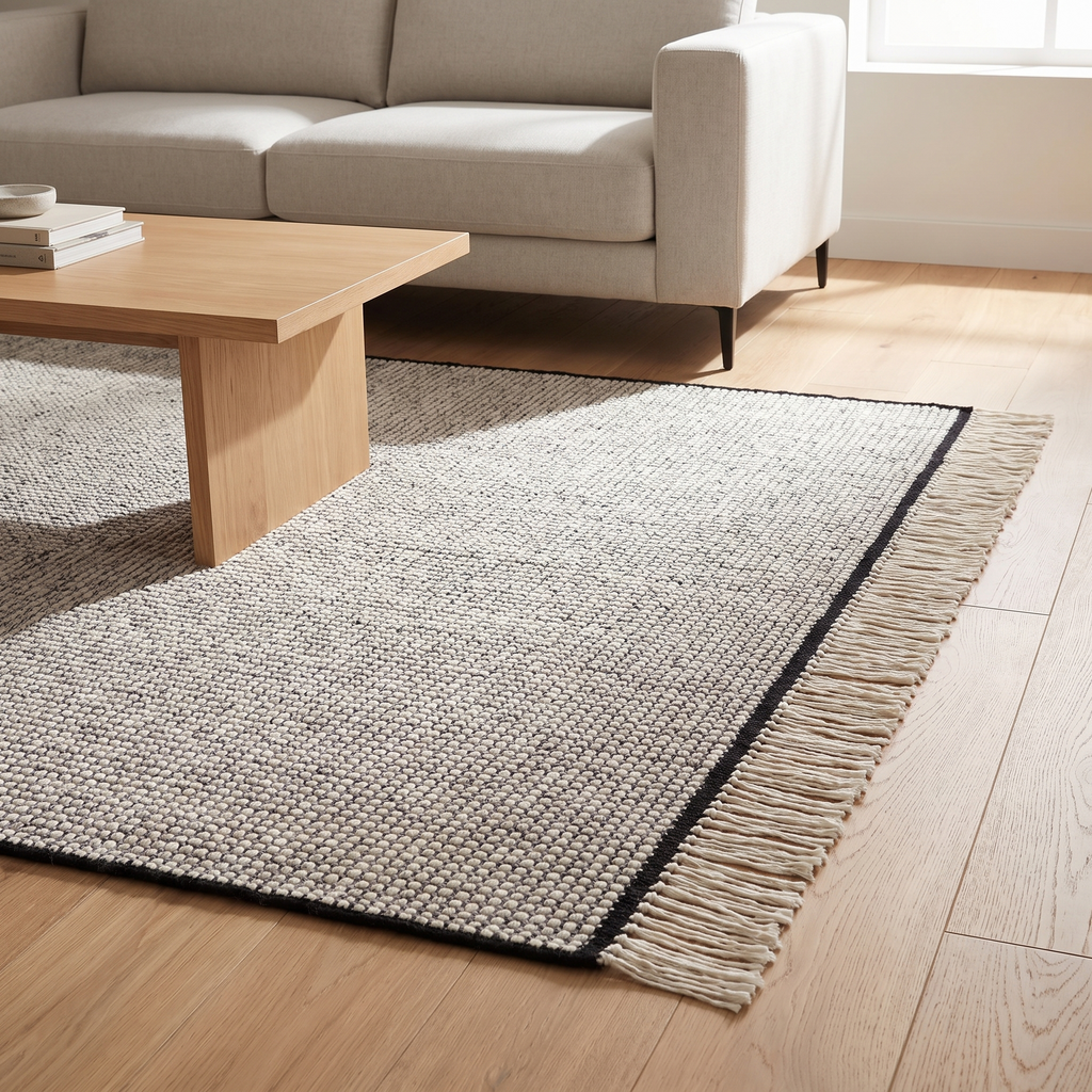 Tapis Esterel Caviar dans un salon moderne
