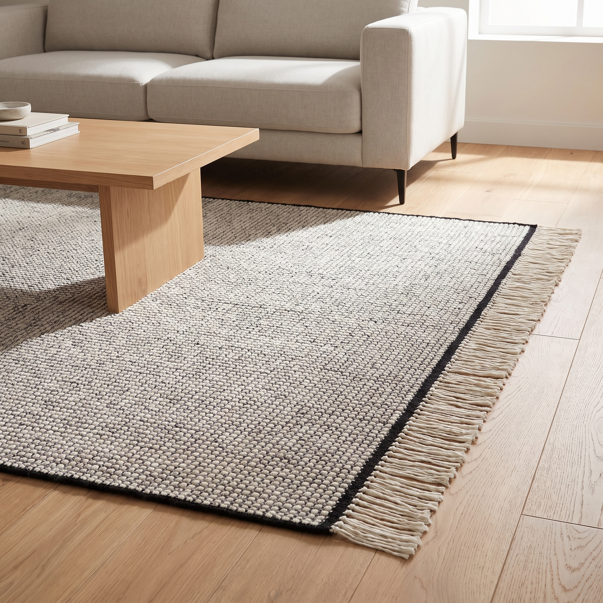 Tapis Esterel Caviar dans un salon moderne
