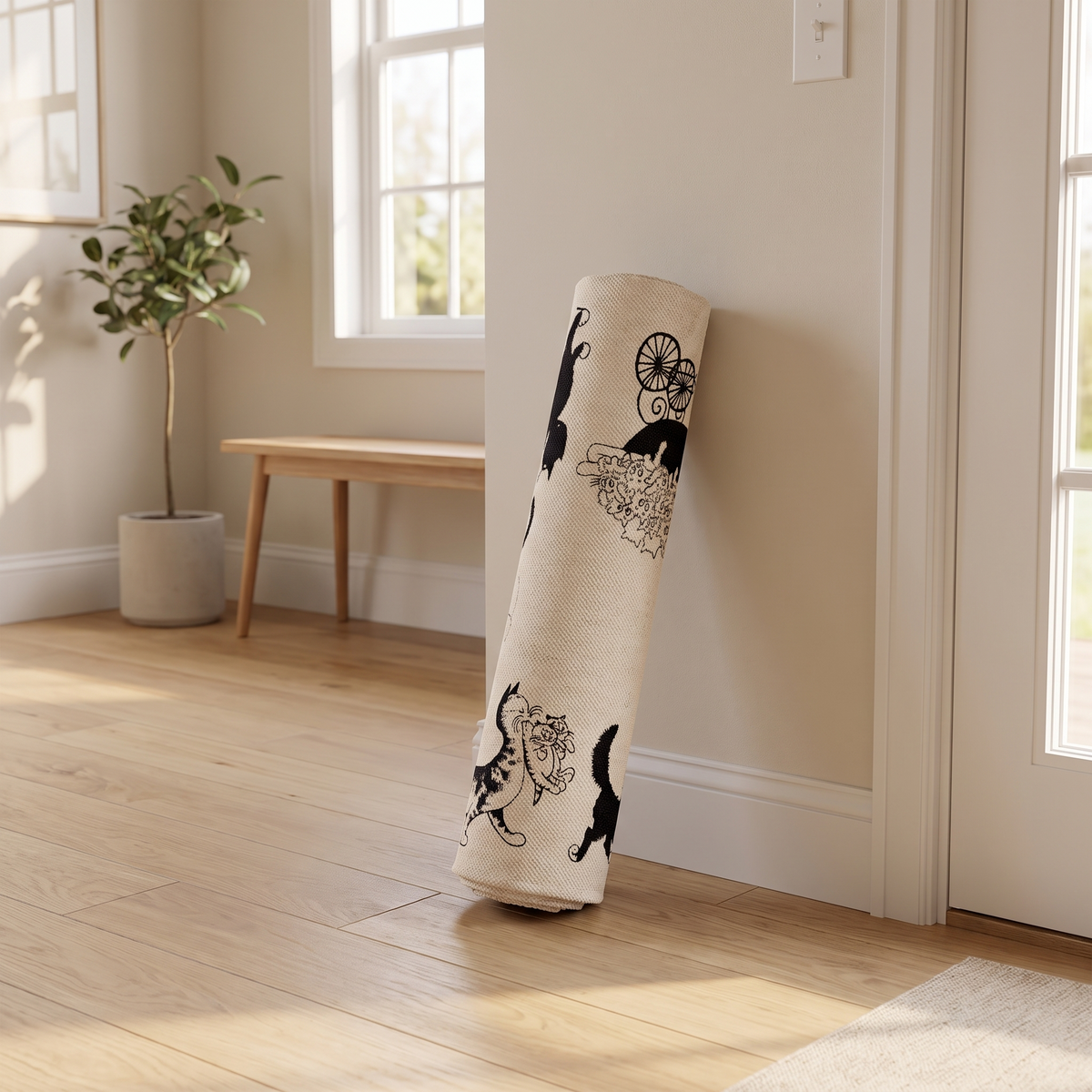 Tapis Cabourg roulé en situation dans une entrée