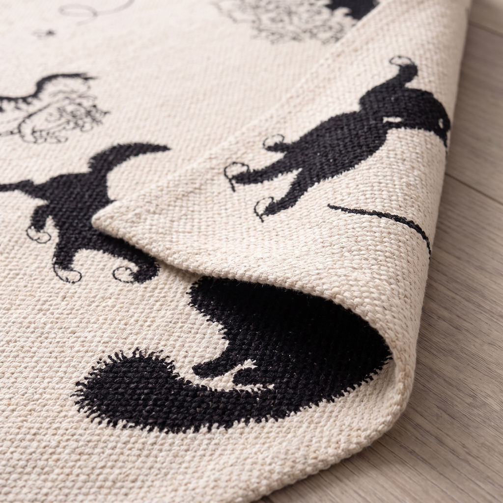 Angle et pli du tapis Cabourg - détail du tissage