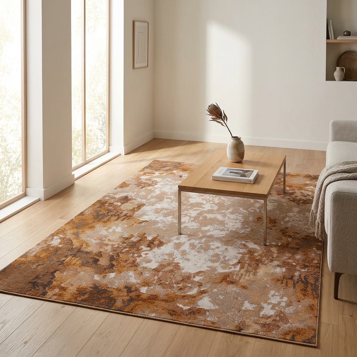 Tapis Riez Naturel dans un salon moderne