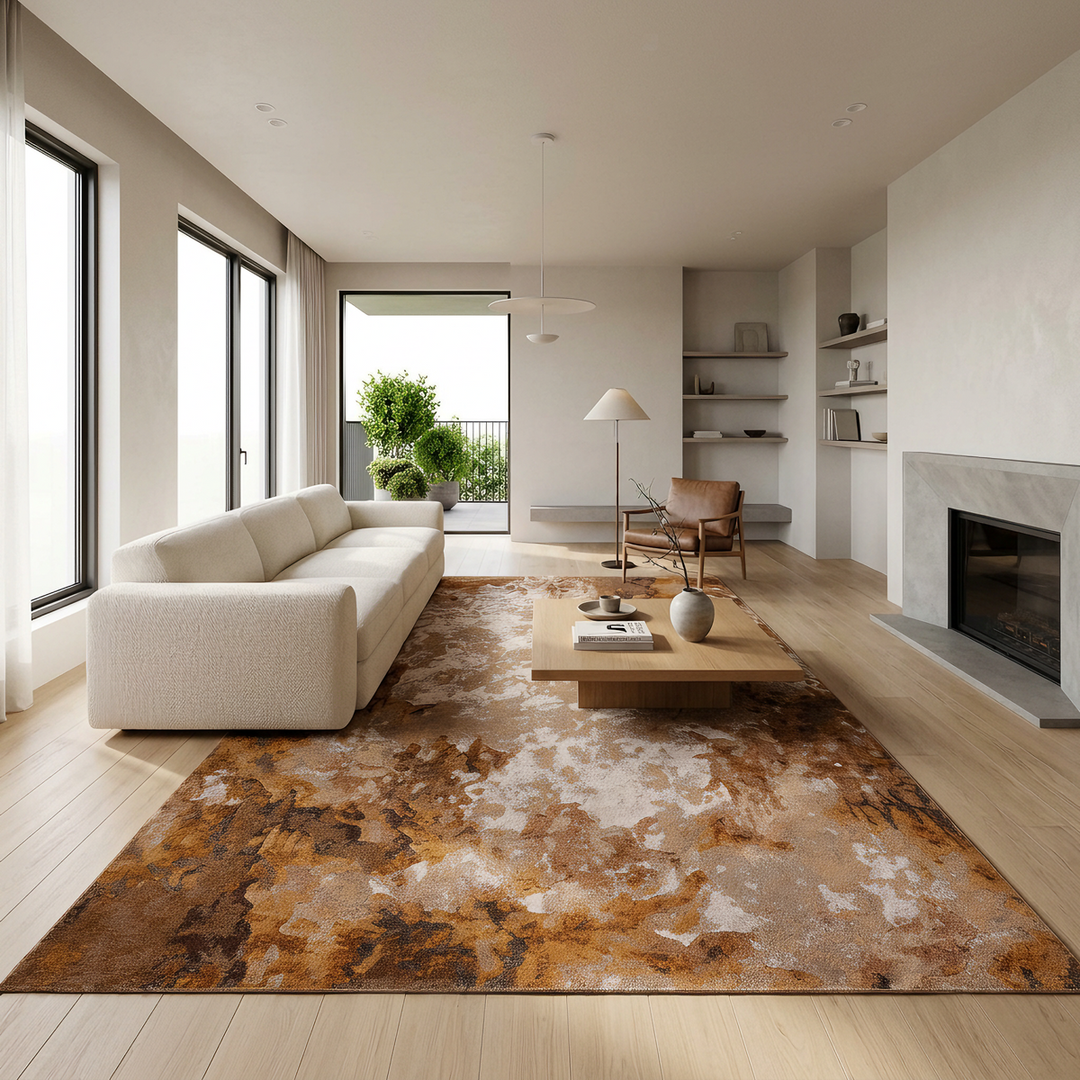 Tapis Riez Naturel - salon vue large