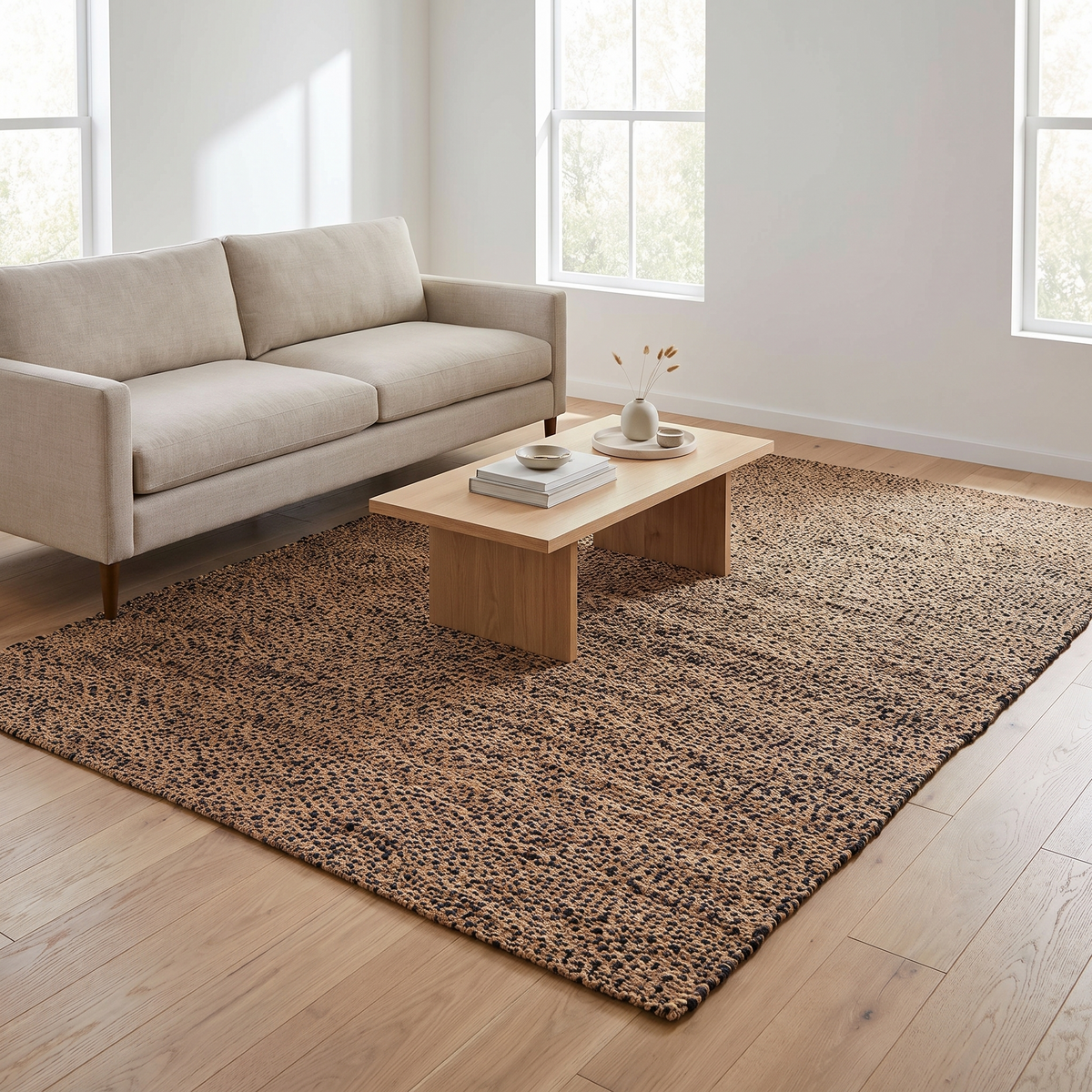 Tapis Carnac Carbone - salon vue large