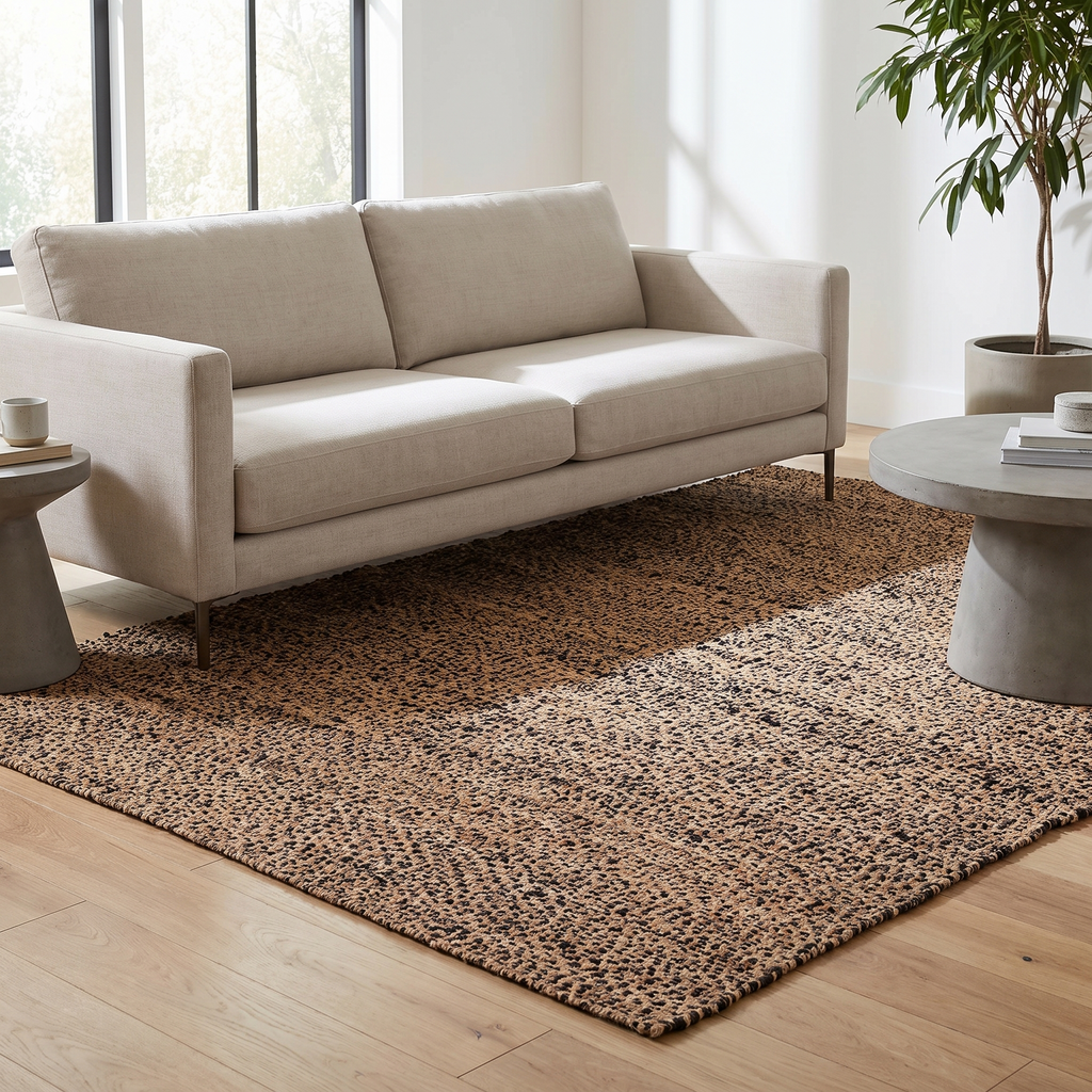 Tapis Carnac Carbone dans un salon moderne