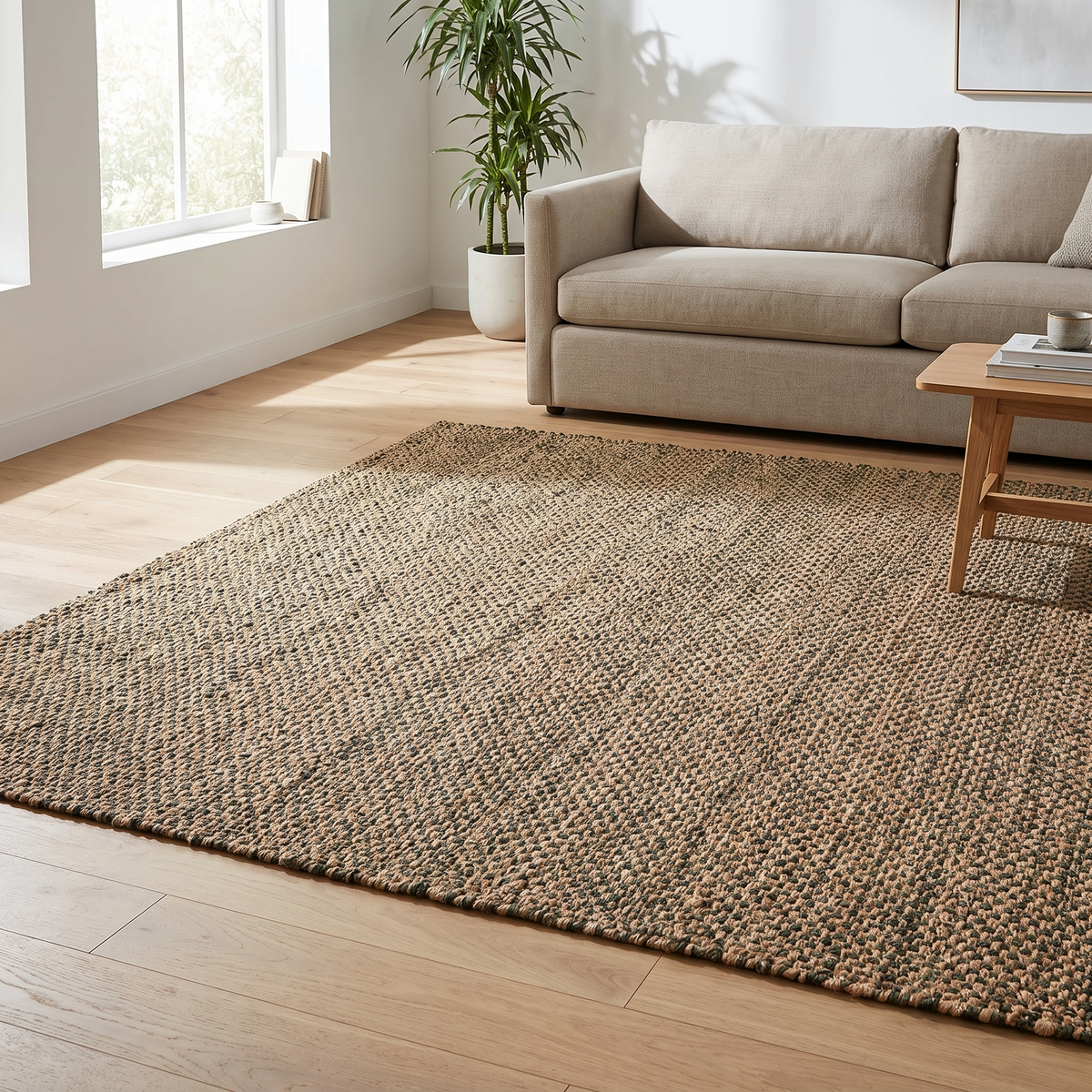 Tapis Carnac Fougère dans un salon moderne