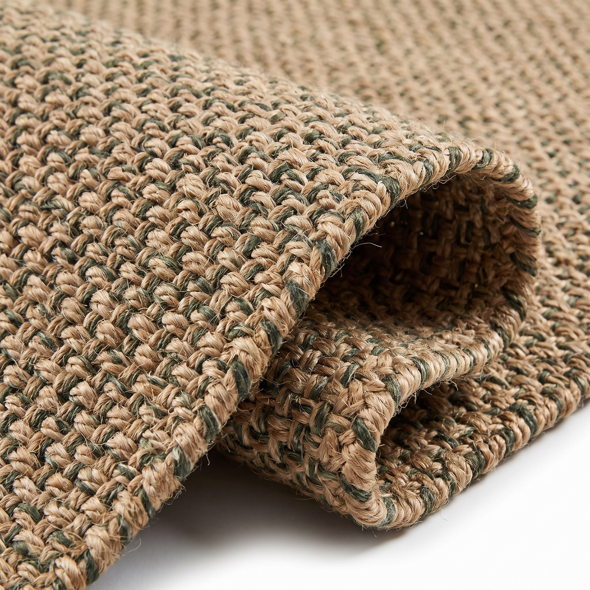 Angle et pli du tapis Carnac Fougère - détail du tissage